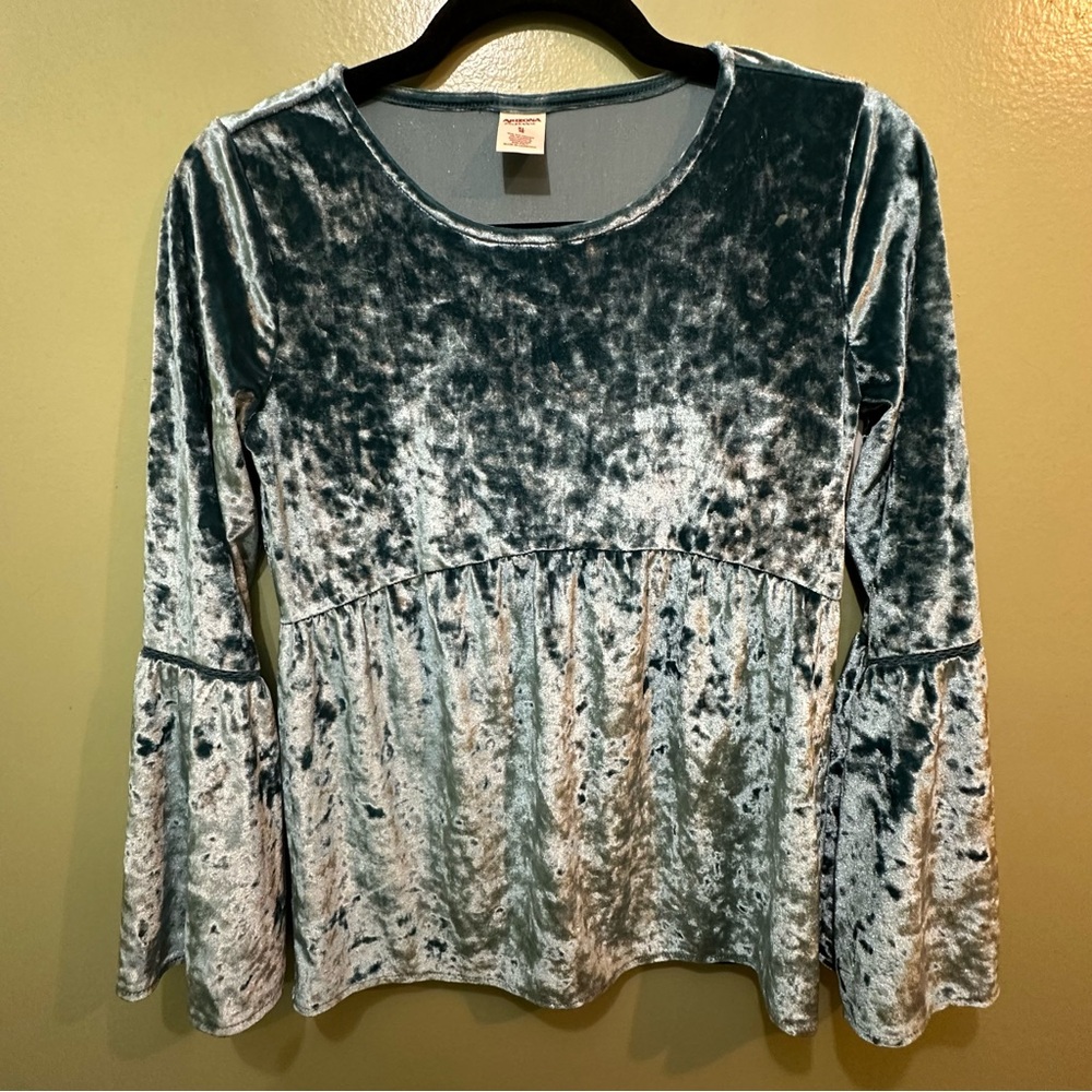 Arizona Jean Company Girl’s Velvet Long Sleeve Top in Teal